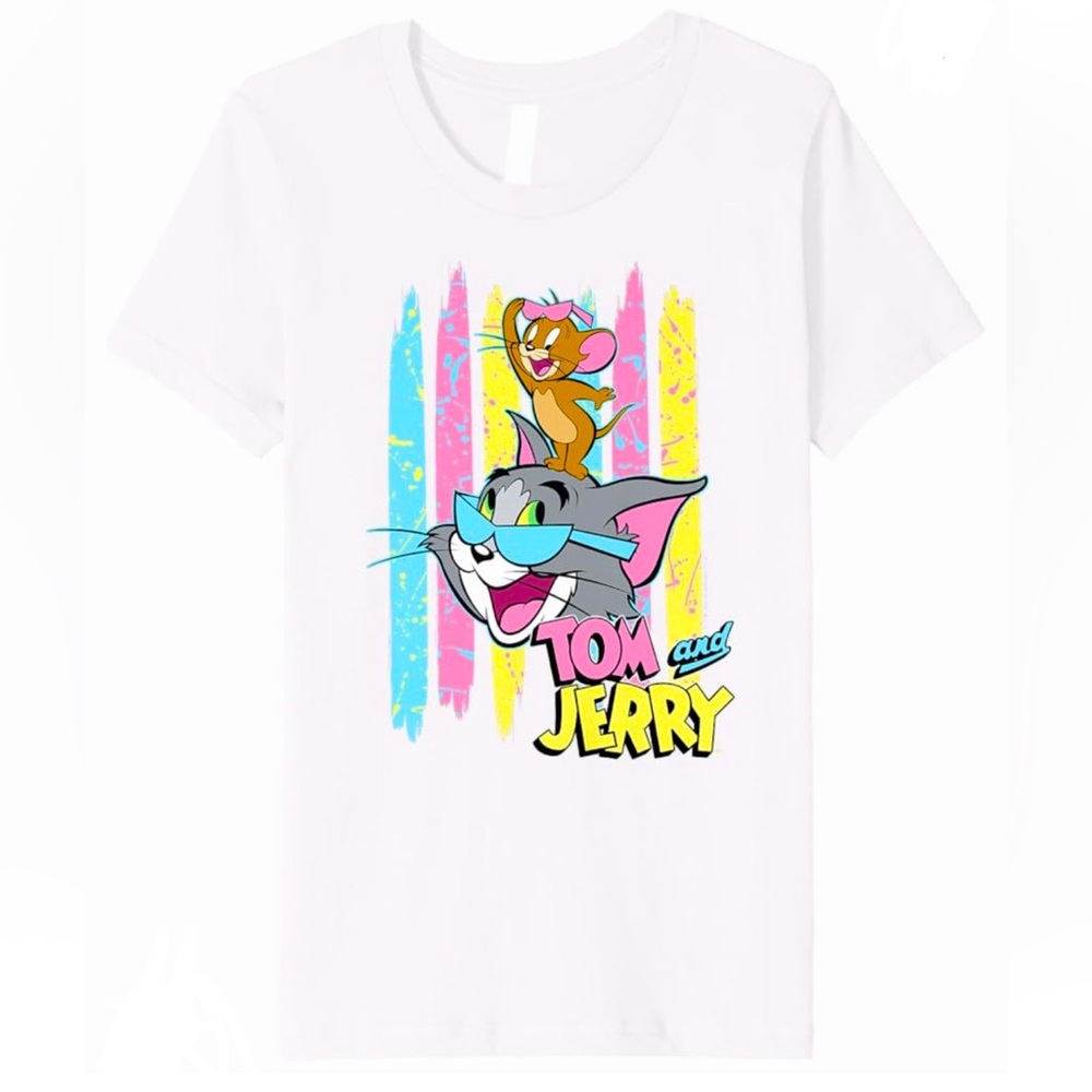 Vintage Tom and Jerry T Shirt Mens Size M White